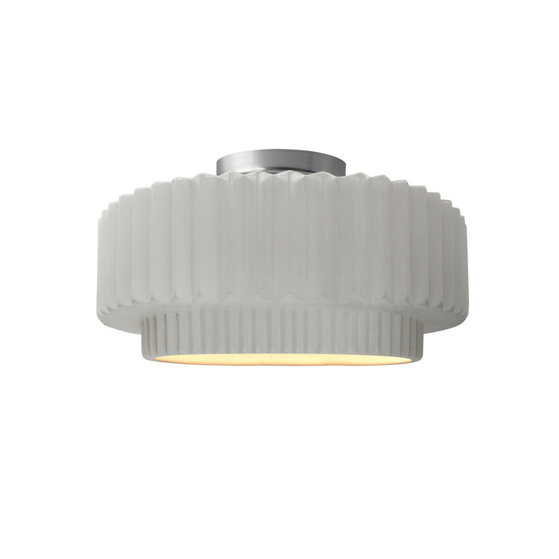 Justice Designs CER-6370-BIS-NCKL One Light Semi-Flush Mount, Brushed Nickel