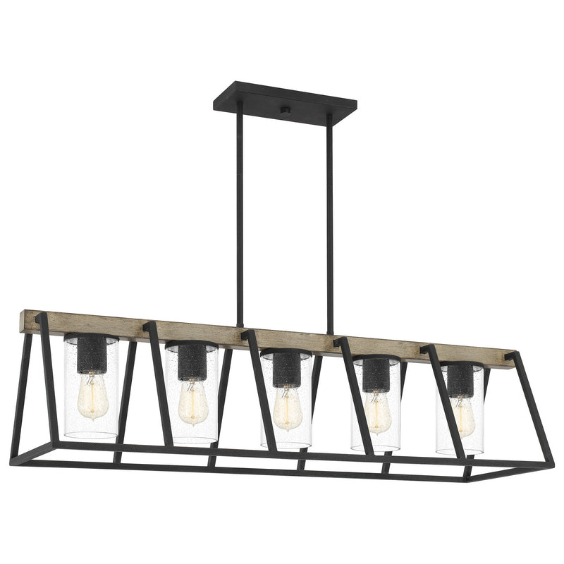 Quoizel BRT5542GK Five Light Linear Chandelier, Grey Ash