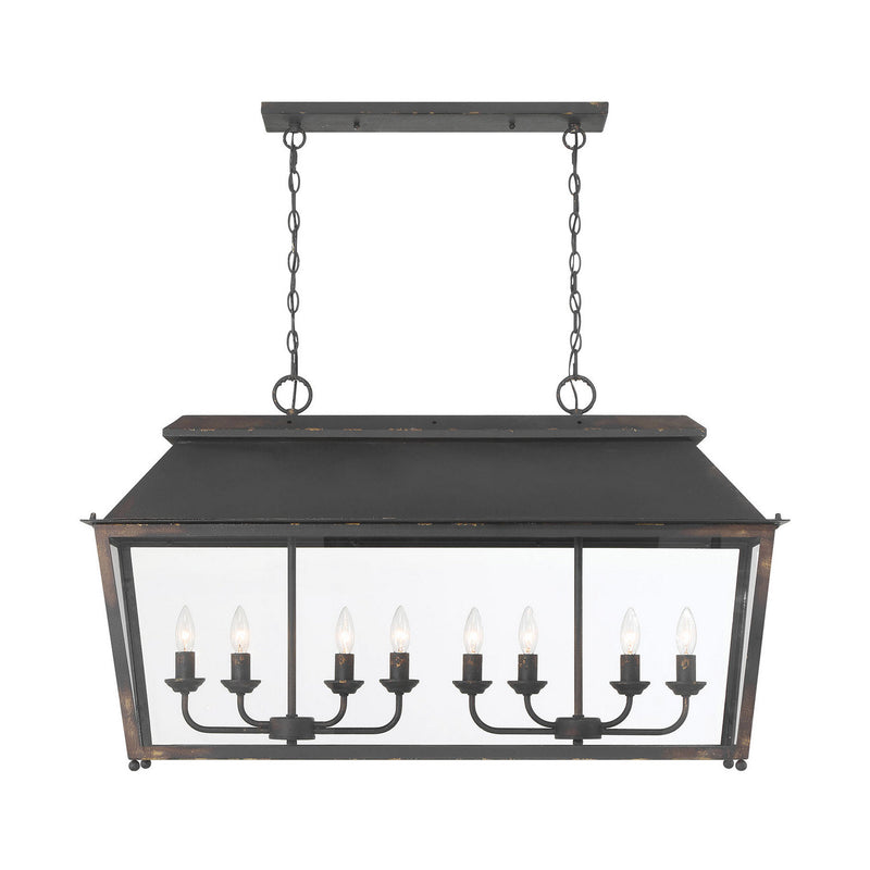 Golden 0804-LP ABI Eight Light Linear Pendant, Antique Black Iron