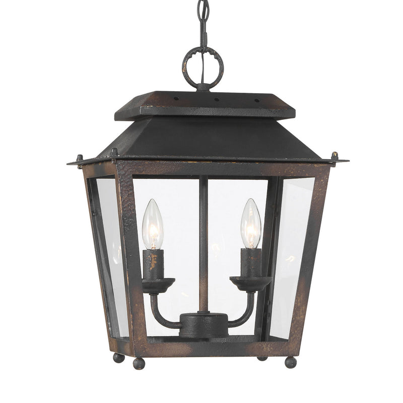 Golden 0804-M2L ABI Two Light Mini Pendant, Antique Black Iron