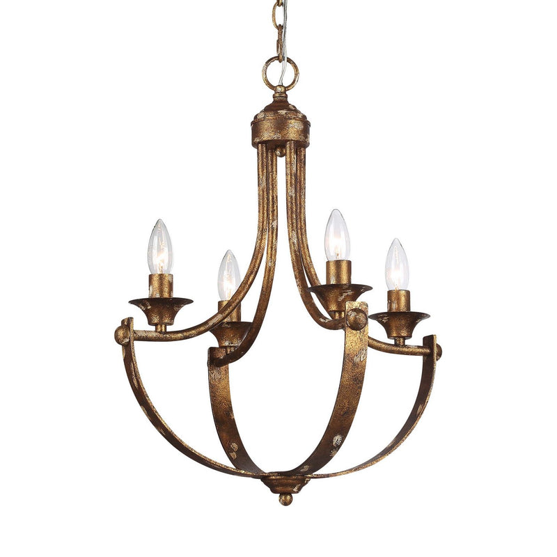 Golden 0815-4 HG Four Light Chandelier, Heirloom Gold