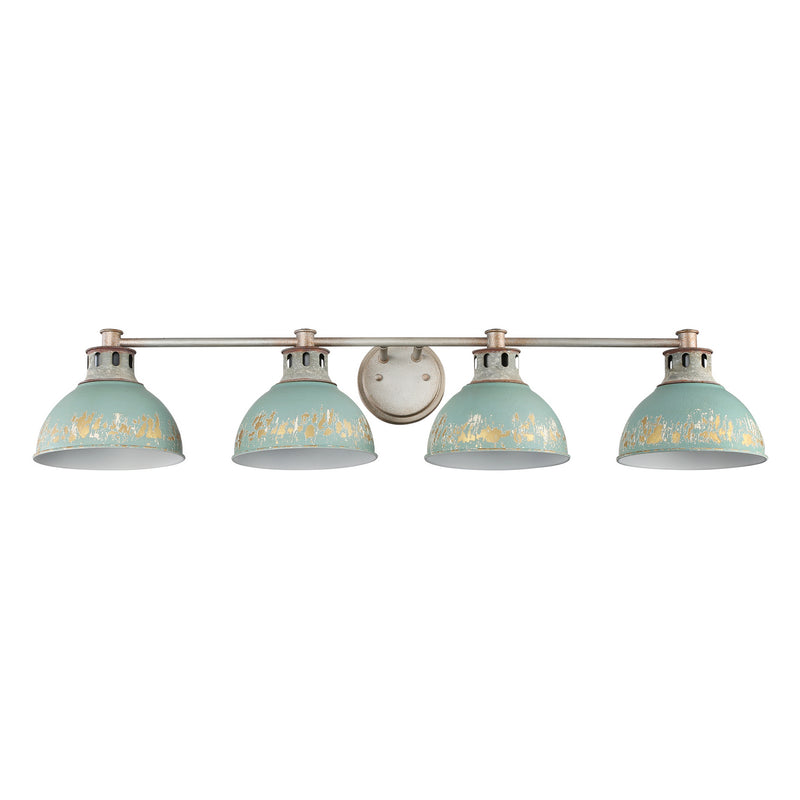 Golden 0865-BA4 AGV-TEAL Four Light Bath Vanity, Aged Galvanized Steel