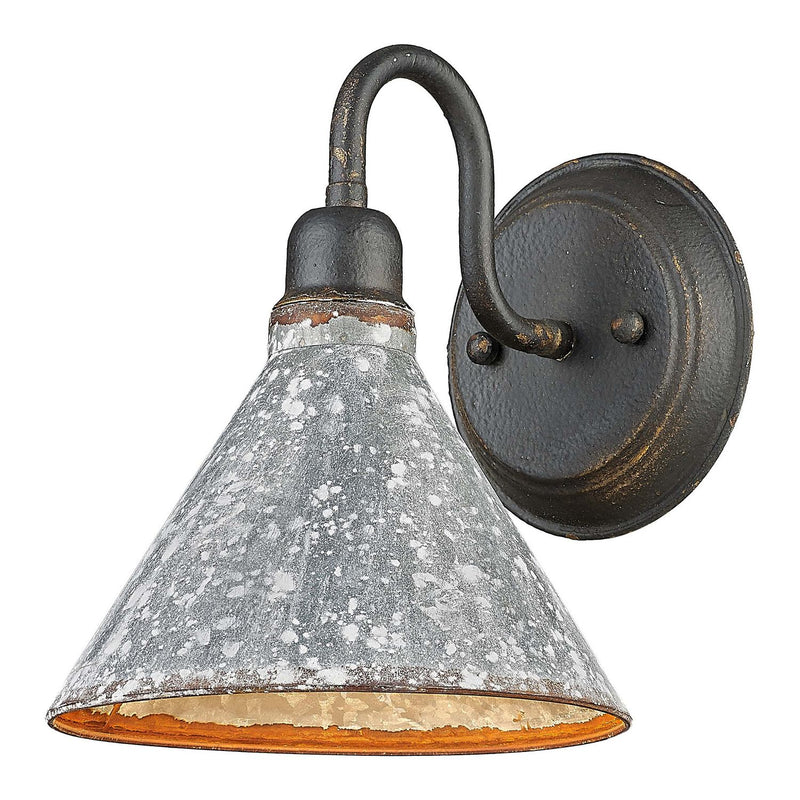 Golden 0877-1W ABI-GV One Light Wall Sconce, Antique Black Iron