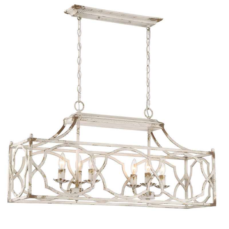 Golden 0885-LP AI Six Light Linear Pendant, Antique Ivory