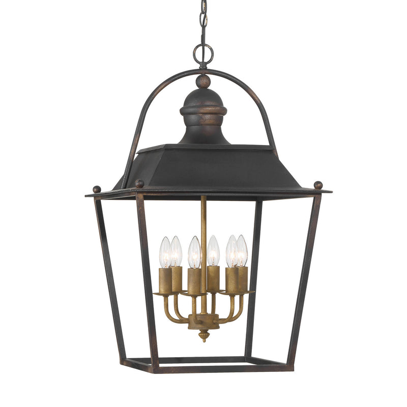 Golden 0888-6P ABI Six Light Pendant, Antique Black Iron