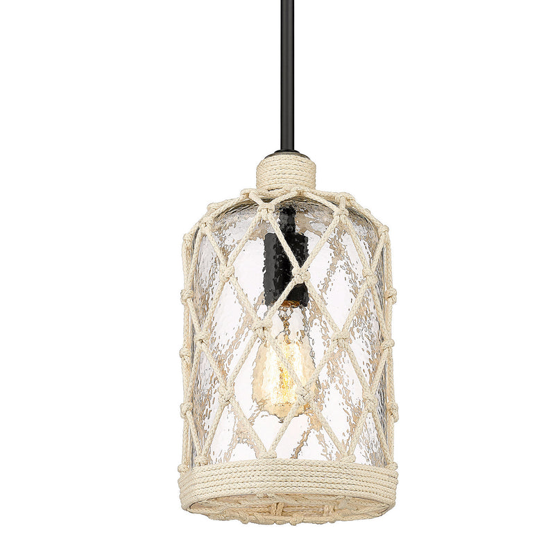 Golden 1090-M1L BLK-HCG One Light Mini Pendant, Matte Black