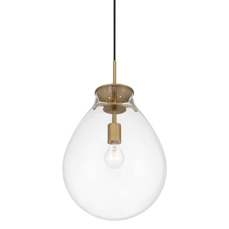 Golden 2088-12P BCB-CLR One Light Pendant, Brushed Champagne Brass