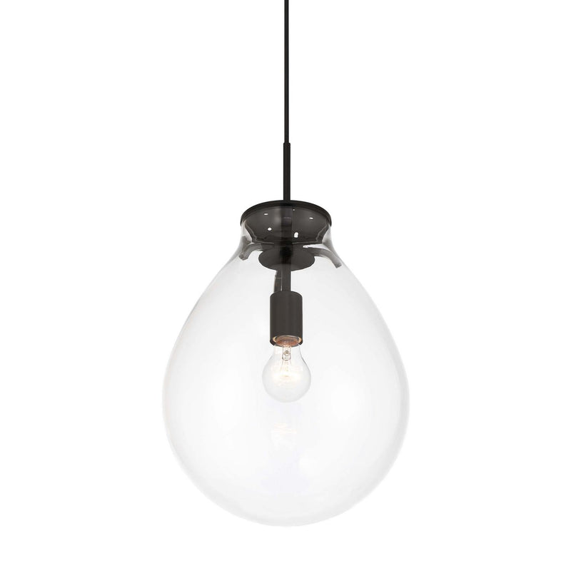 Golden 2088-12P BLK-CLR One Light Pendant, Matte Black