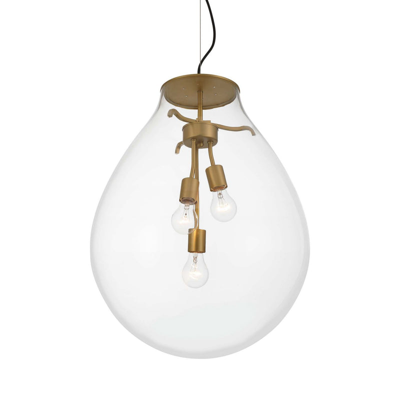 Golden 2088-20P BCB-CLR Three Light Pendant, Brushed Champagne Brass