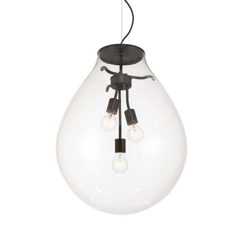 Golden 2088-20P BLK-CLR Three Light Pendant, Matte Black