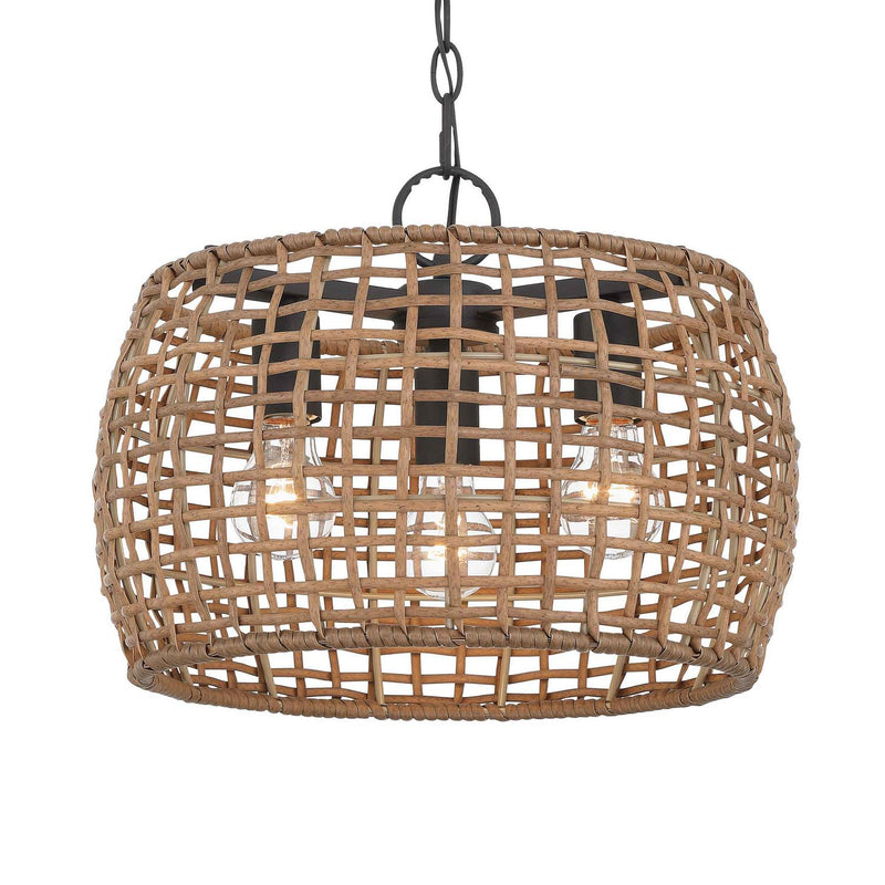 Golden 3000-3P NB-MAW Three Light Pendant, Natural Black