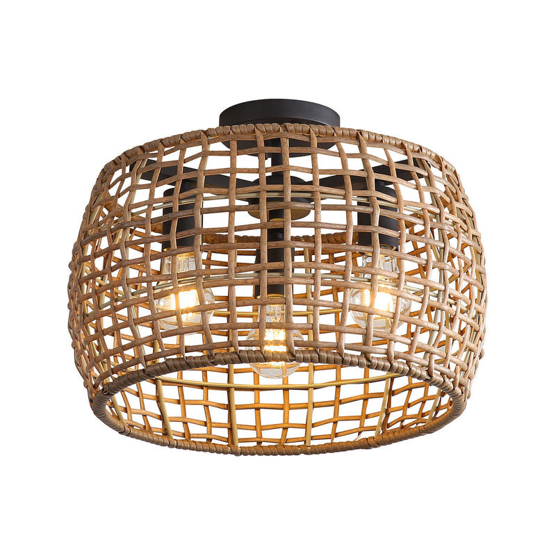 Golden 3000-3SF NB-MAW Three Light Semi-Flush Mount, Natural Black