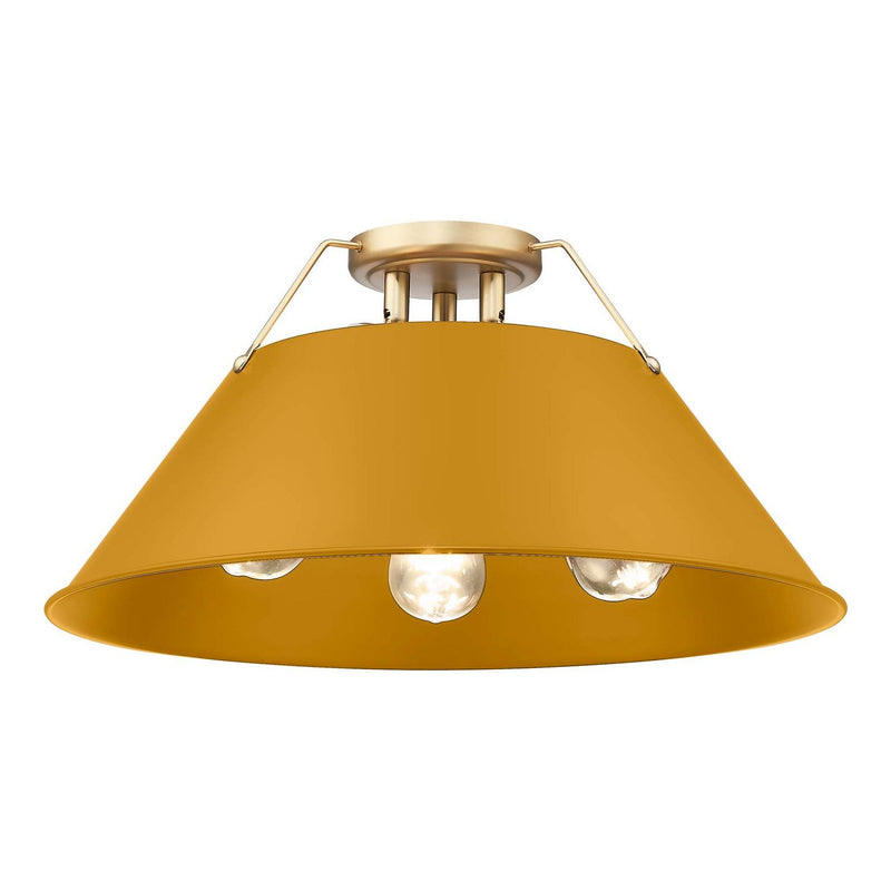 Golden 3306-3FM BCB-AY Three Light Flush Mount, Brushed Champagne Brass