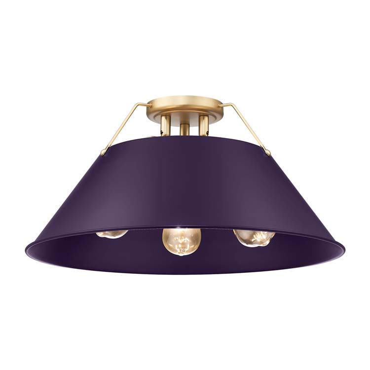 Golden 3306-3FM BCB-EP Three Light Flush Mount, Brushed Champagne Brass