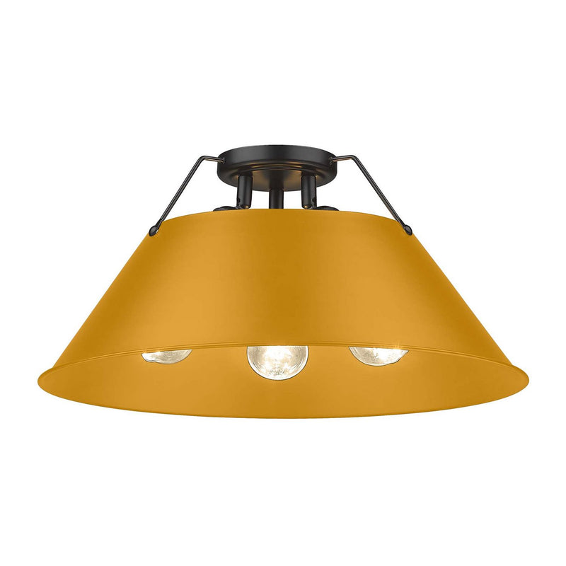 Golden 3306-3FM BLK-AY Three Light Flush Mount, Matte Black