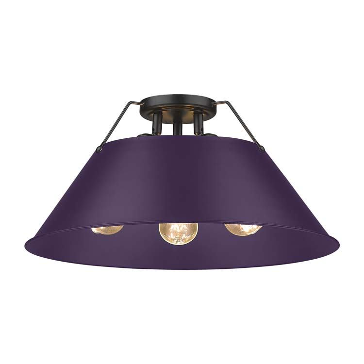 Golden 3306-3FM BLK-EP Three Light Flush Mount, Matte Black