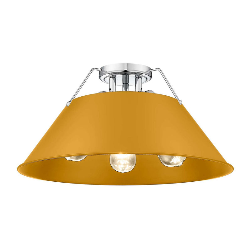 Golden 3306-3FM CH-AY Three Light Flush Mount, Chrome