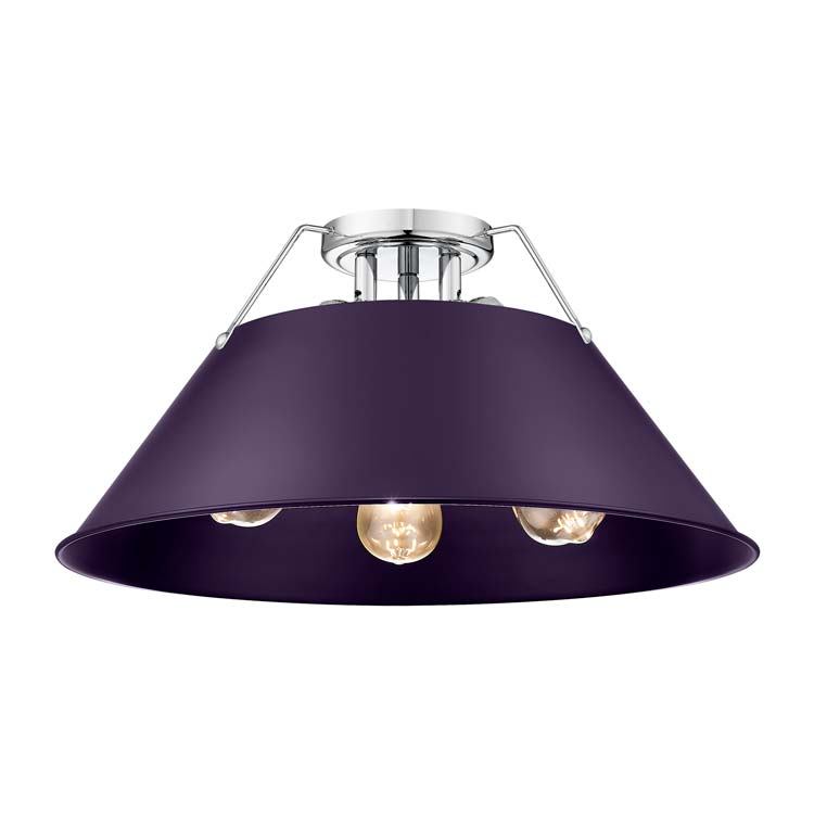 Golden 3306-3FM CH-EP Three Light Flush Mount, Chrome