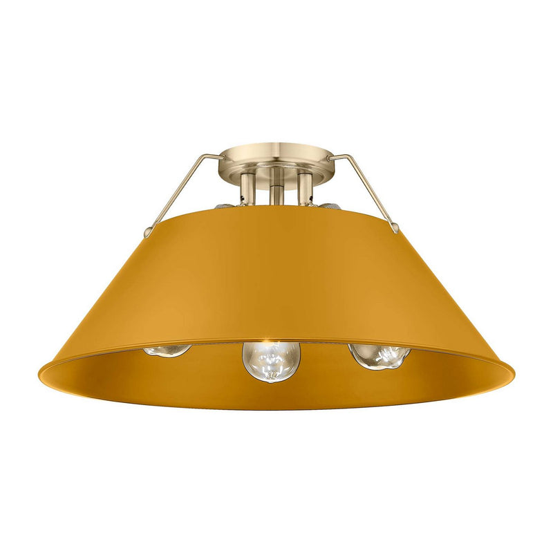 Golden 3306-3FM PW-AY Three Light Flush Mount, Pewter
