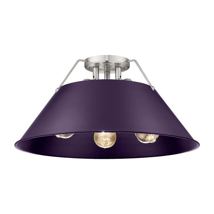Golden 3306-3FM PW-EP Three Light Flush Mount, Pewter