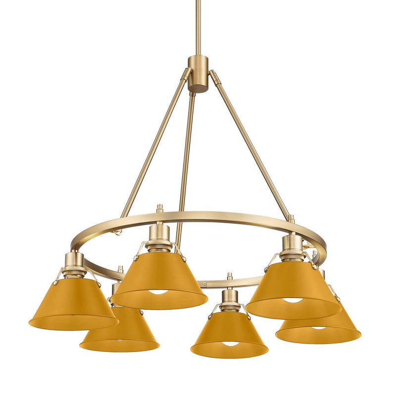 Golden 3306-6 BCB-AY Six Light Chandelier, Brushed Champagne Brass