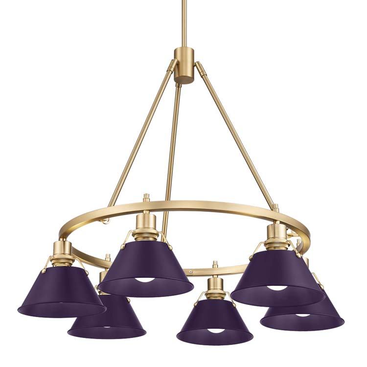 Golden 3306-6 BCB-EP Six Light Chandelier, Brushed Champagne Brass