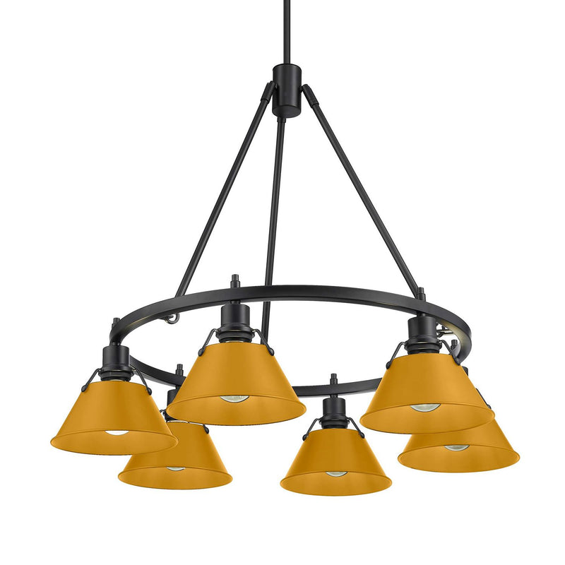 Golden 3306-6 BLK-AY Six Light Chandelier, Matte Black