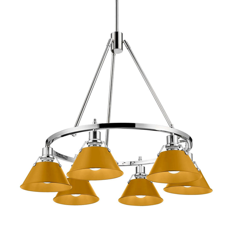 Golden 3306-6 CH-AY Six Light Chandelier, Chrome