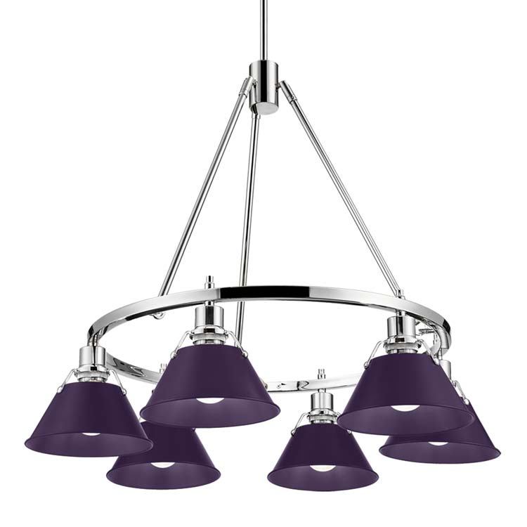 Golden 3306-6 CH-EP Six Light Chandelier, Chrome