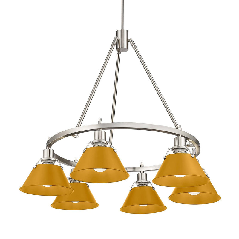 Golden 3306-6 PW-AY Six Light Chandelier, Pewter