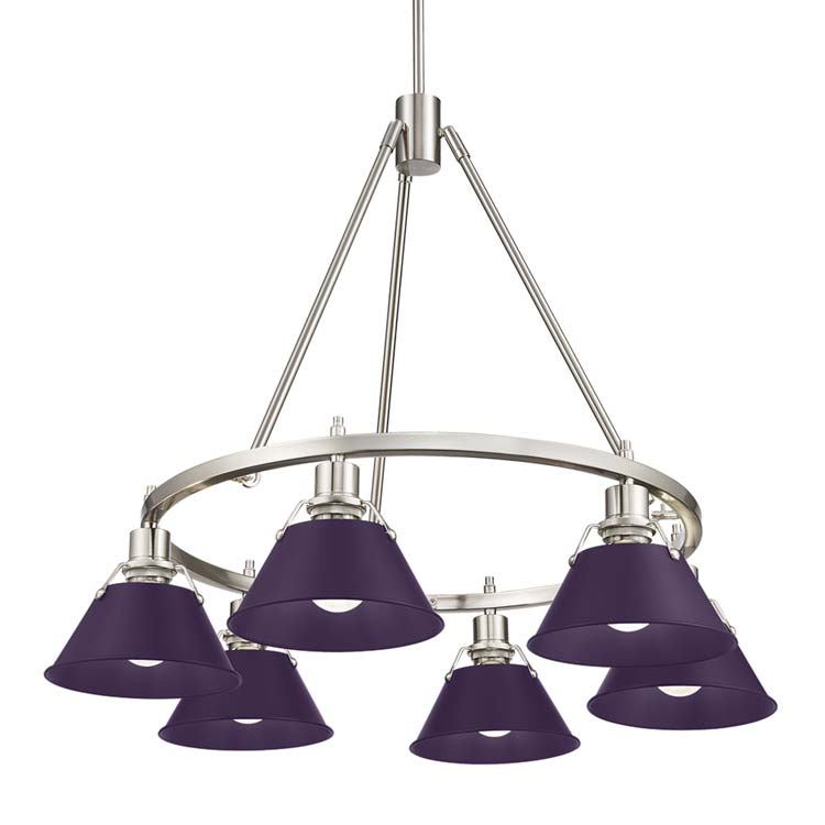Golden 3306-6 PW-EP Six Light Chandelier, Pewter
