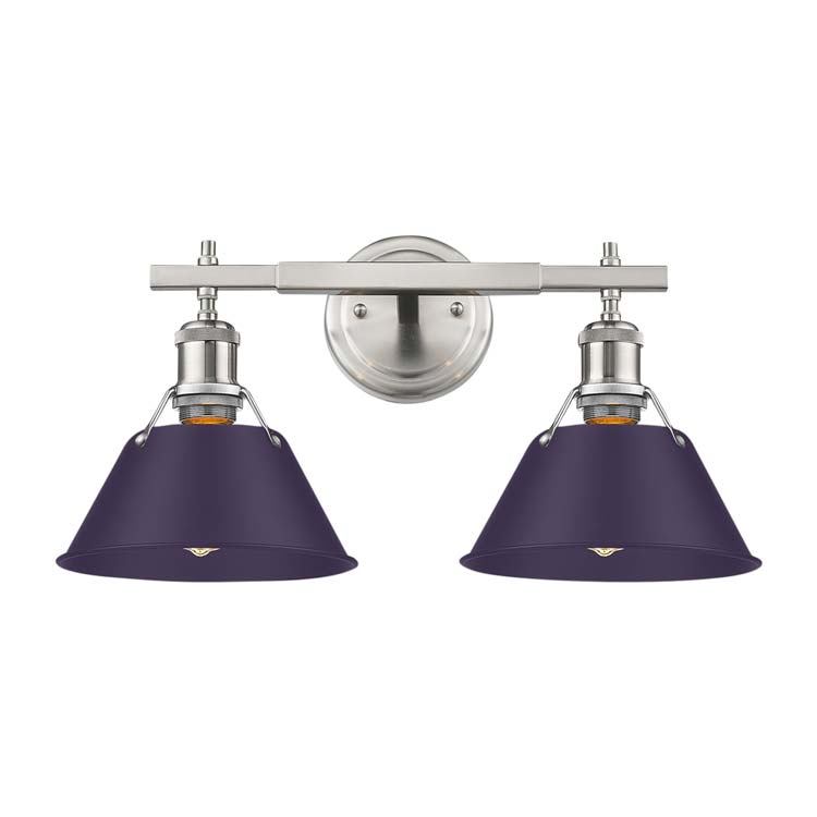 Golden 3306-BA2 PW-EP Two Light Vanity, Pewter
