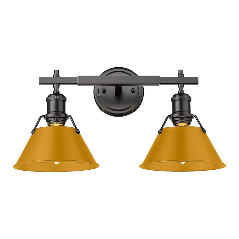 Golden 3306-BA2 BLK-AY Two Light Vanity, Matte Black