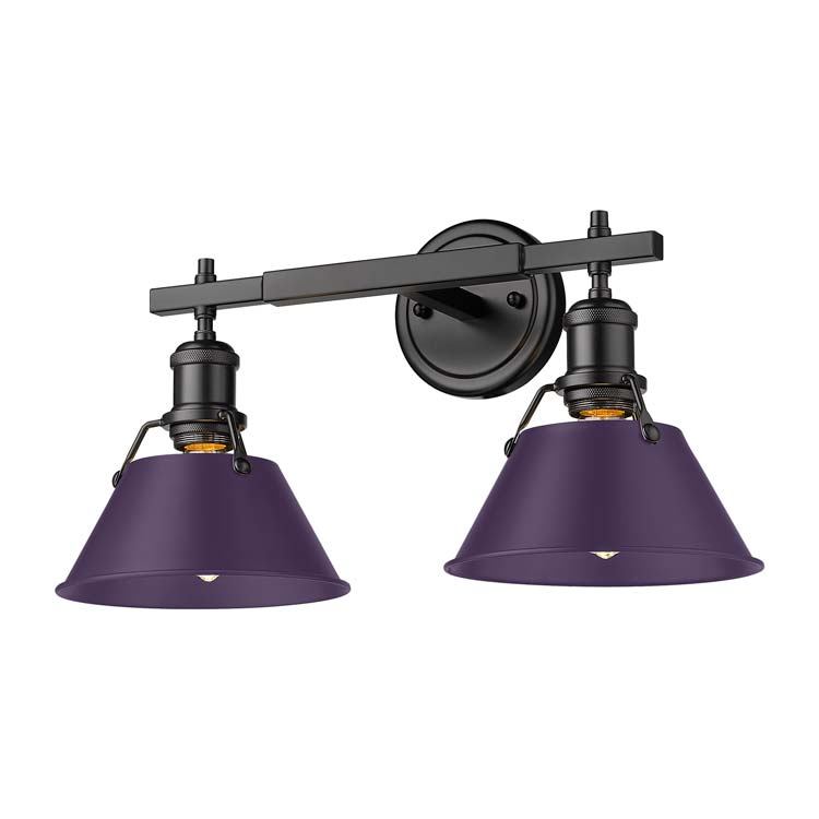Golden 3306-BA2 BLK-EP Two Light Vanity, Matte Black