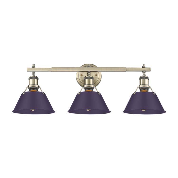 Golden 3306-BA3 AB-EP Three Light Vanity, Aged Brass
