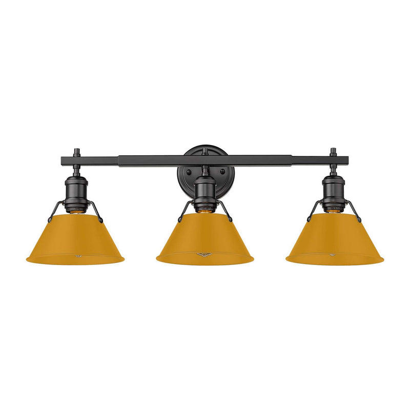 Golden 3306-BA3 BLK-AY Three Light Vanity, Matte Black