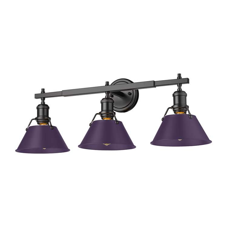 Golden 3306-BA3 BLK-EP Three Light Vanity, Matte Black