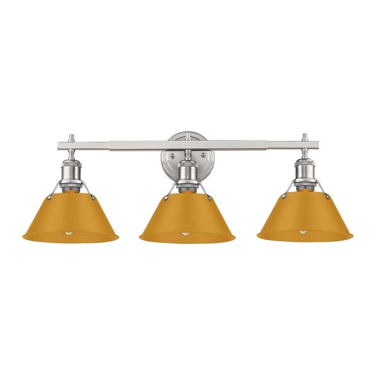 Golden 3306-BA3 PW-AY Three Light Vanity, Pewter