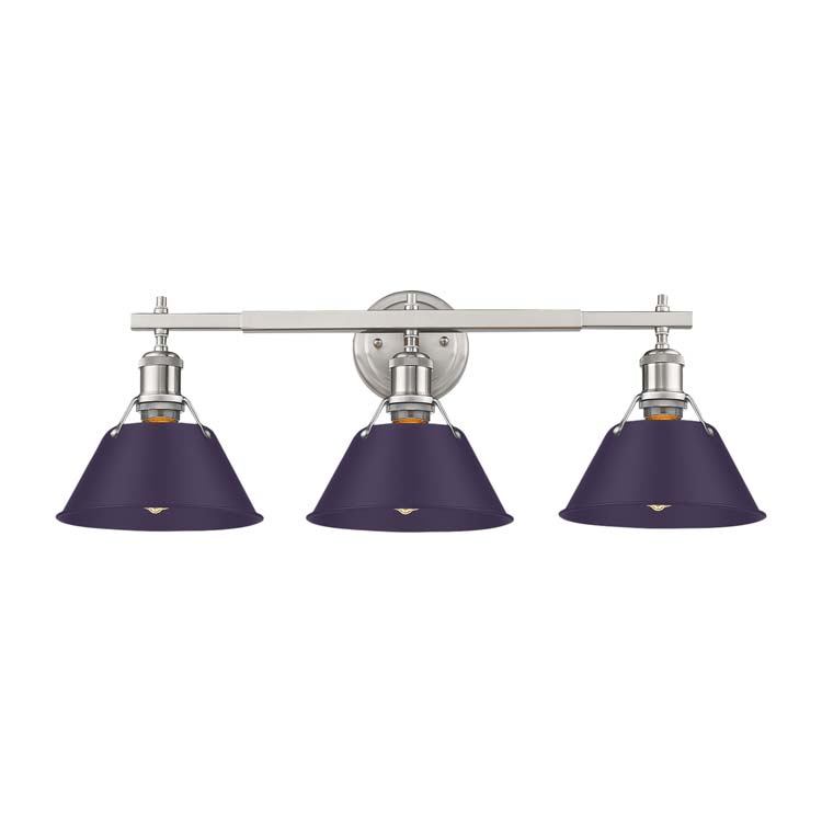 Golden 3306-BA3 PW-EP Three Light Vanity, Pewter