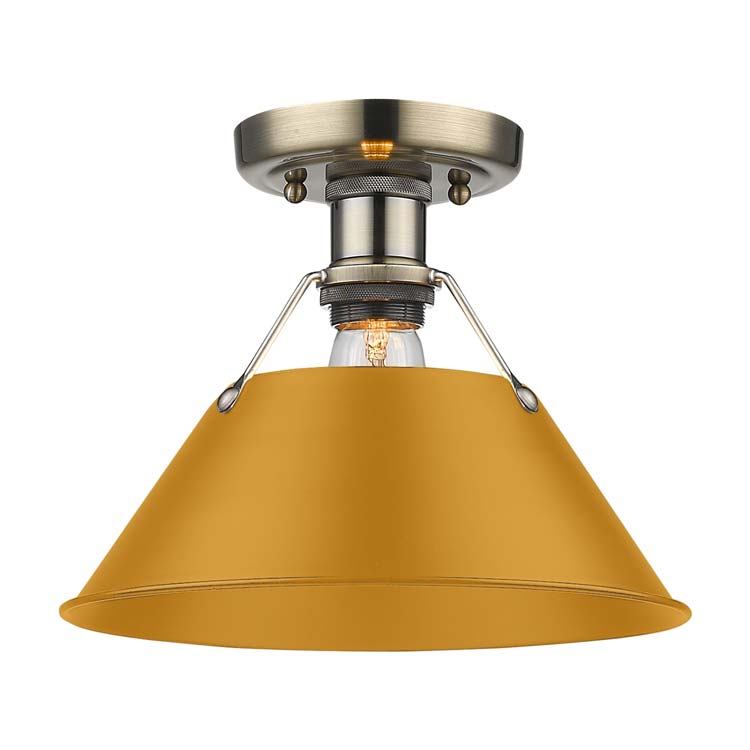 Golden 3306-FM AB-AY One Light Flush Mount, Aged Brass
