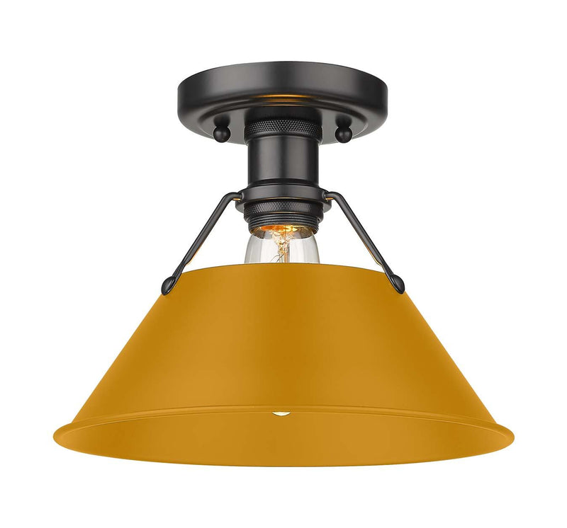 Golden 3306-FM BLK-AY One Light Flush Mount, Matte Black