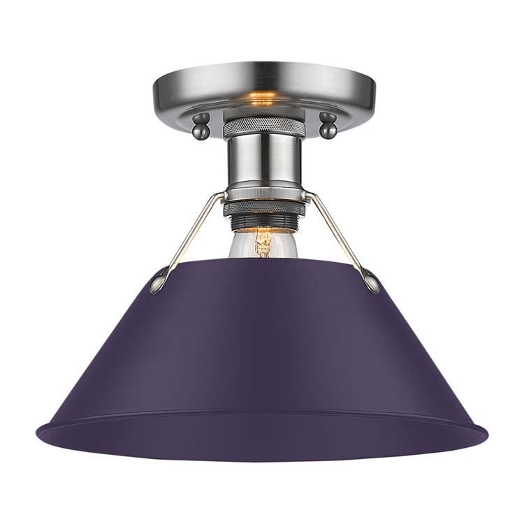 Golden 3306-FM PW-EP One Light Flush Mount, Pewter