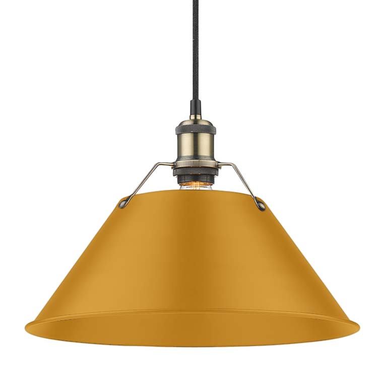 Golden 3306-L AB-AY One Light Pendant, Aged Brass