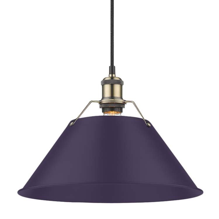Golden 3306-L AB-EP One Light Pendant, Aged Brass