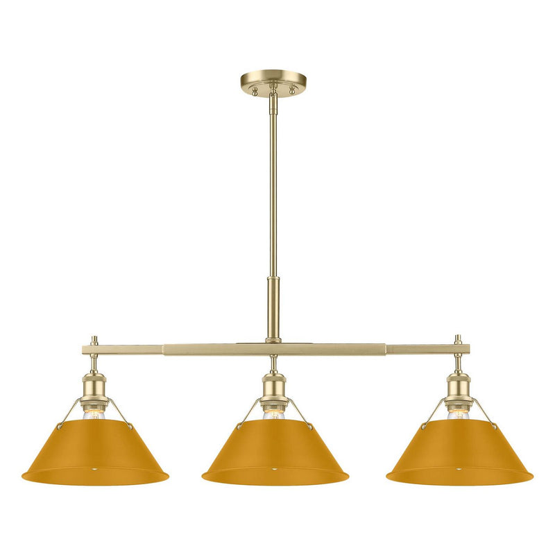 Golden 3306-LP BCB-AY Three Light Linear Pendant, Brushed Champagne Brass