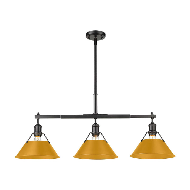 Golden 3306-LP BLK-AY Three Light Linear Pendant, Matte Black