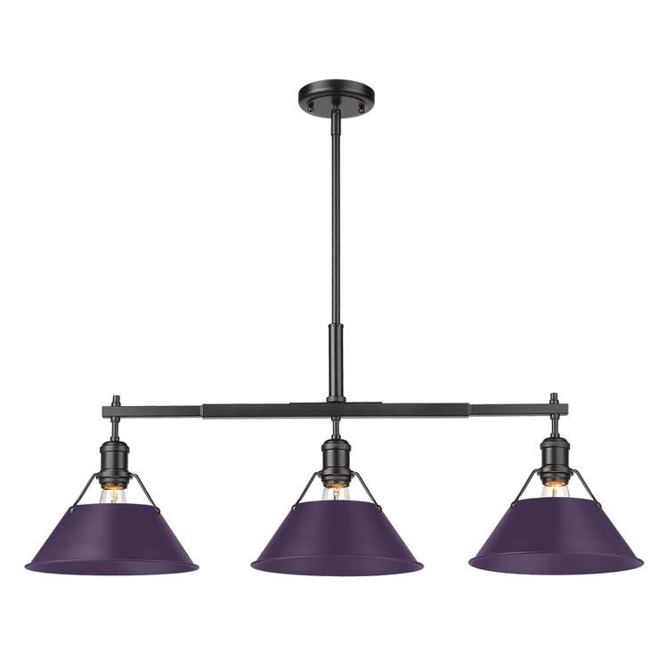 Golden 3306-LP BLK-EP Three Light Linear Pendant, Matte Black