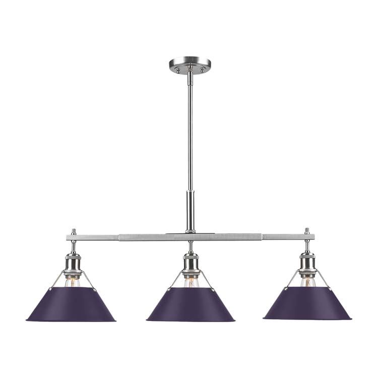 Golden 3306-LP PW-EP Three Light Linear Pendant, Pewter