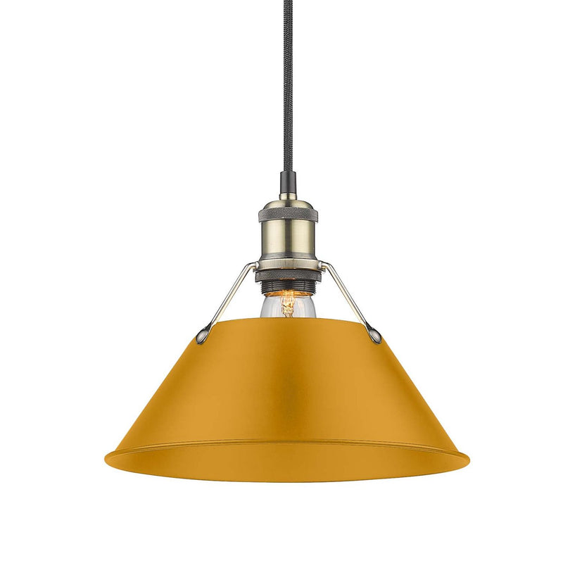 Golden 3306-M AB-AY One Light Pendant, Aged Brass