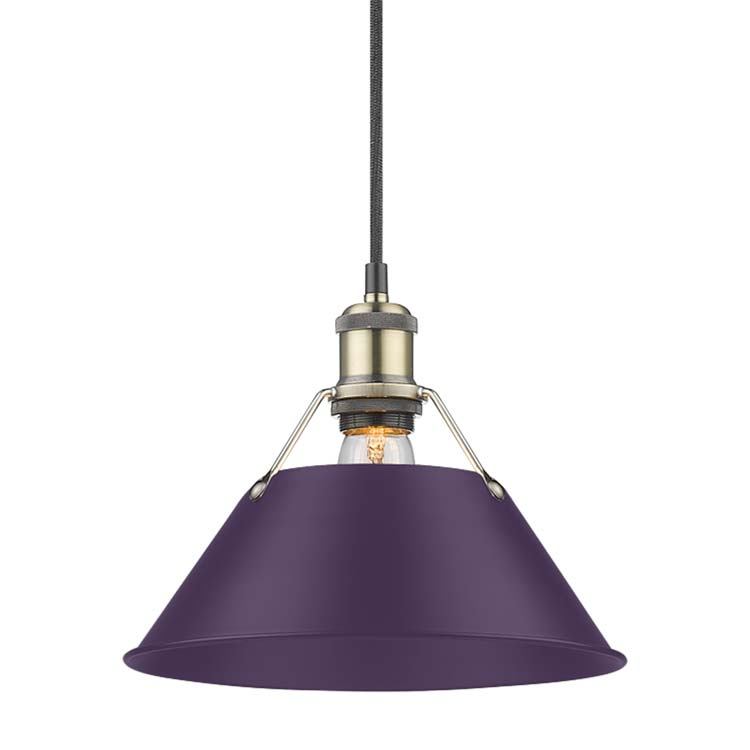 Golden 3306-M AB-EP One Light Pendant, Aged Brass